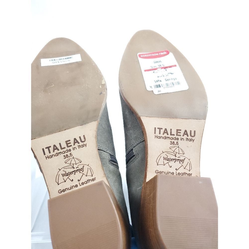 Italeau Suede Ankle Boots W Side Zipper Genuine Leather Weatherproof Sz 7.5 — image 8 of 8